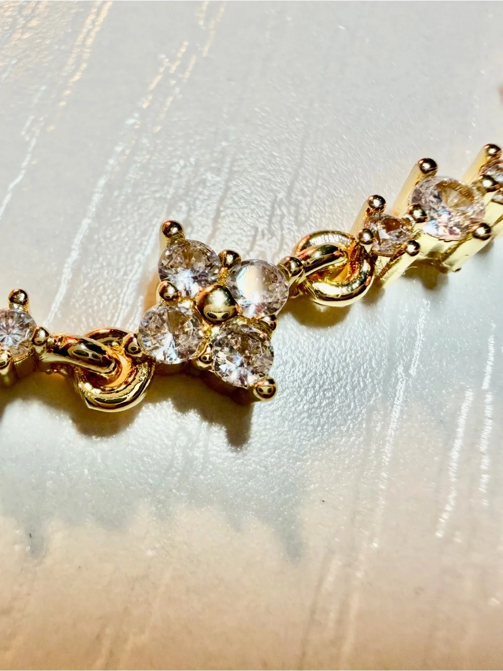 Gold-Tone Cubic Zirconia Floral Link Bracelet - Women Jewelry